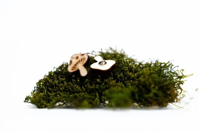 Náušnice - Space root - houbičky - na mechu 2