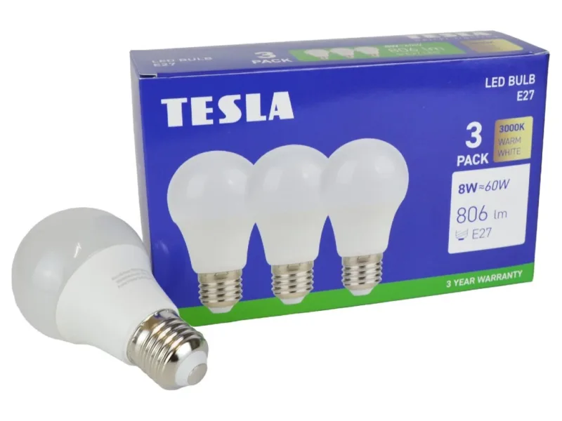 3x LED žárovky Tesla BULB E27 - baleni se žárovkou