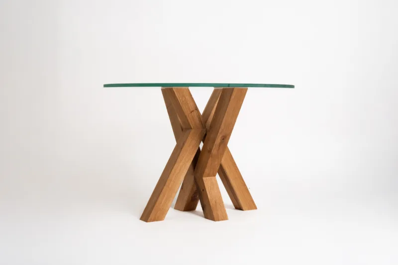 Konferenční stůl - Bon Raviel - Deska Glase Cir 60cm - pohled zboku