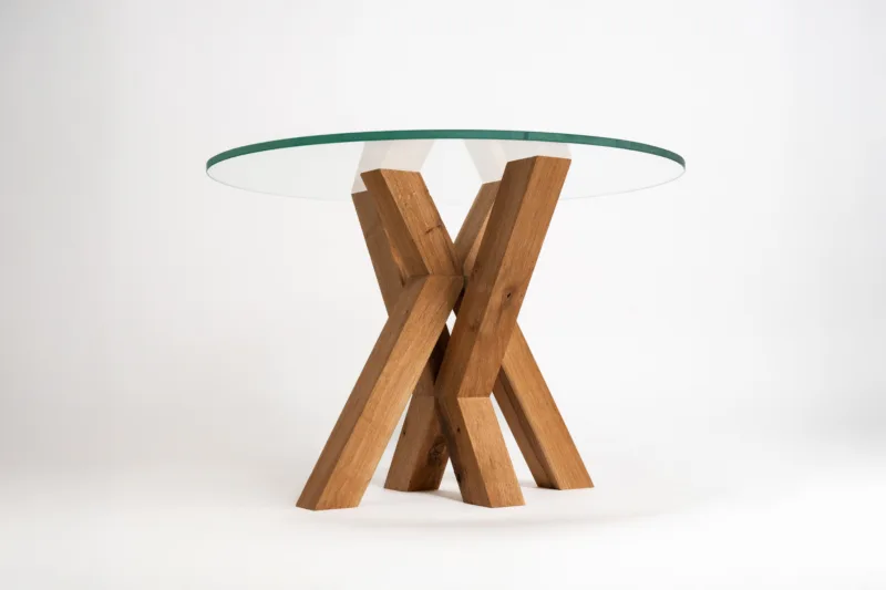 Konferenční stůl - Bon Raviel - Deska Glase Cir 60cm - pohled zespodu