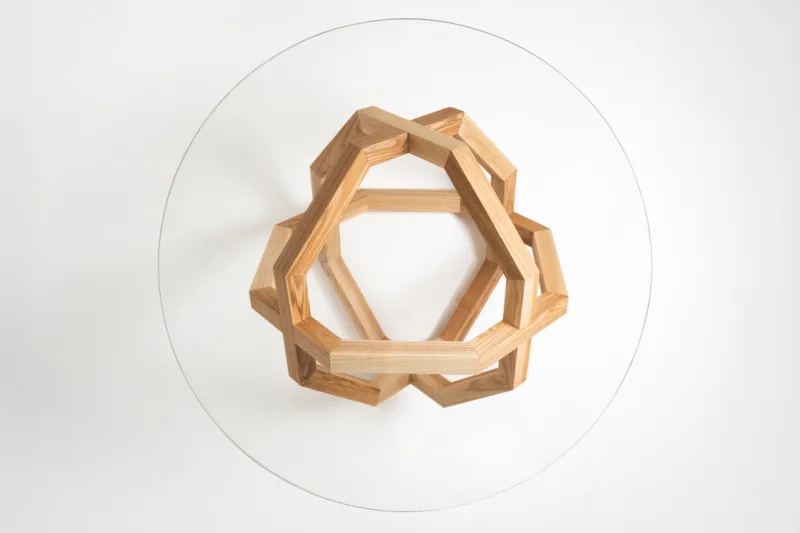 Konferenční stůl - Bon Taero - Deska Glase Cir 80cm - pohled shora