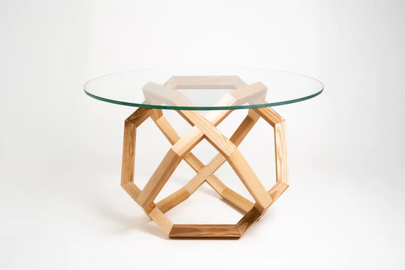 Konferenční stůl - Bon Taero - Deska Glase Cir 80cm - pohled zboku