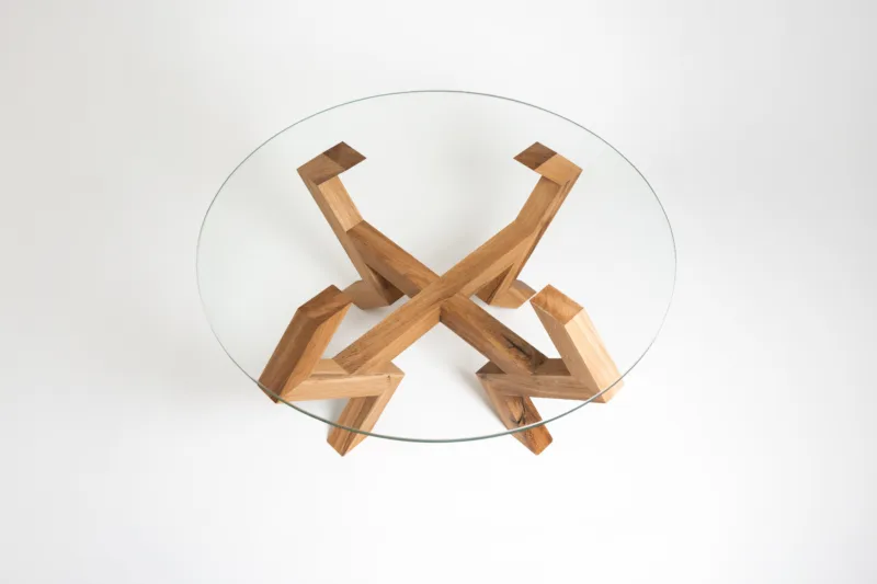 Konferenční stůl - Bon Verto - Deska Glase Cir 80cm - Pohled ze strany (1)