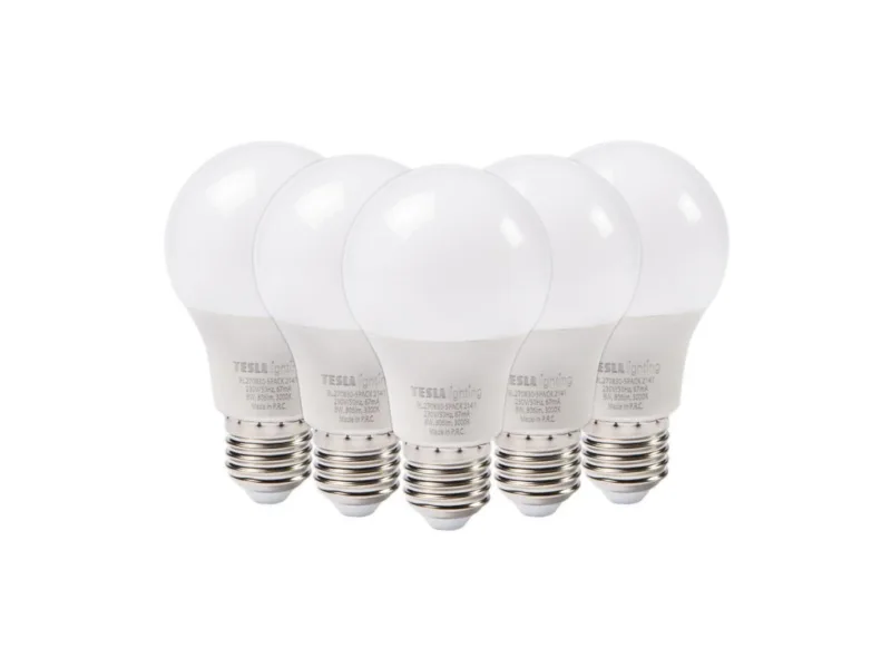LED žárovky Tesla BULB E27 - Balení 5ks - 9W, teplá bílá