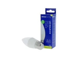Úsporná LED žárovka Tesla Candle E27 – teplá bílá - krabička se žárovkou